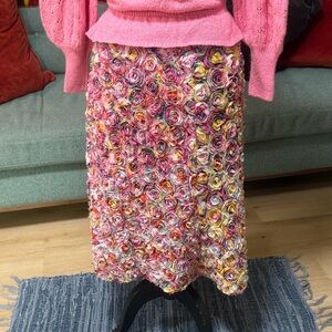 Leith VTG pink pastel floral A-line skirt Small